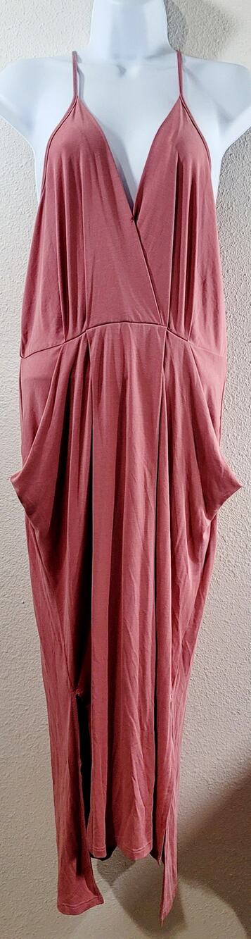 Bluheaven Coral Pink Spaghetti Strap Hi Low Dress Large Flowy Pockets Soft
